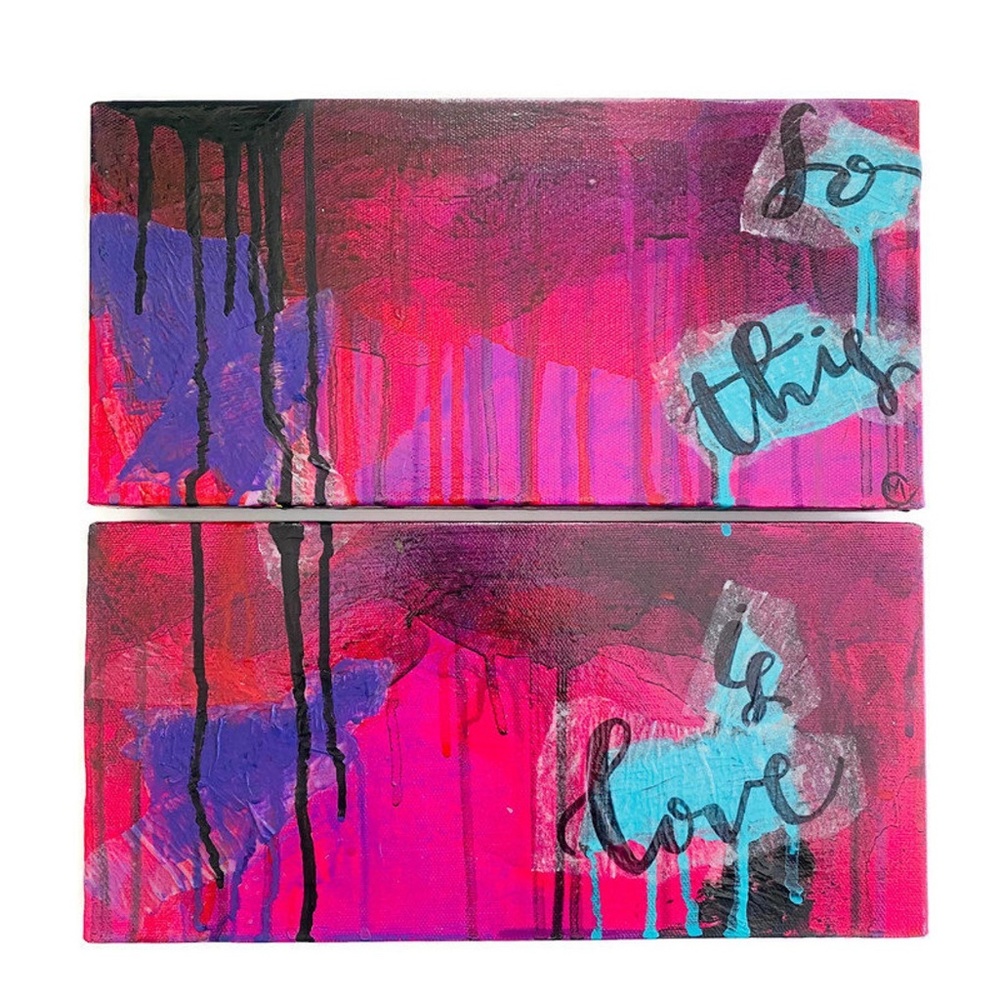So This Is Love Artwork, Colorful Contemporary Modern Abstract Painting Handmade